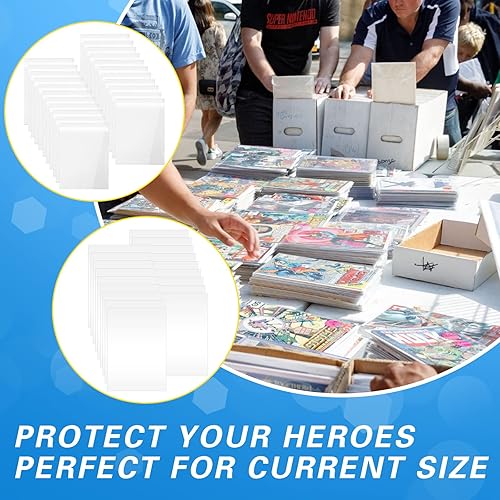 Miniatura 5 de Epakh Paquete de 120 bolsas y tableros de cómics para almacenamiento de cómics, 7 1/4 pulgadas x 10 1/2 pulgadas, protector de revista transparente