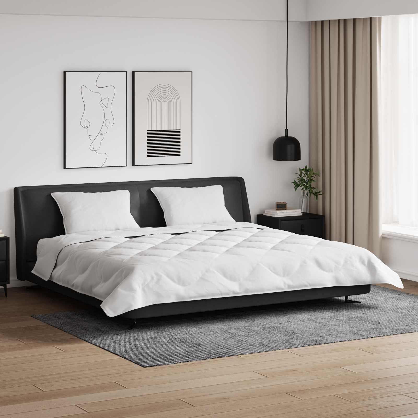 vidaXL Duvet z poduszkami z poduszką 3 pcs Biały Mikrofibra i Puch, Nowoczesna sypialnia, prostokątny komplet pościeli z mikrofibry, miękki kołdra, stylowe zimowe must-have