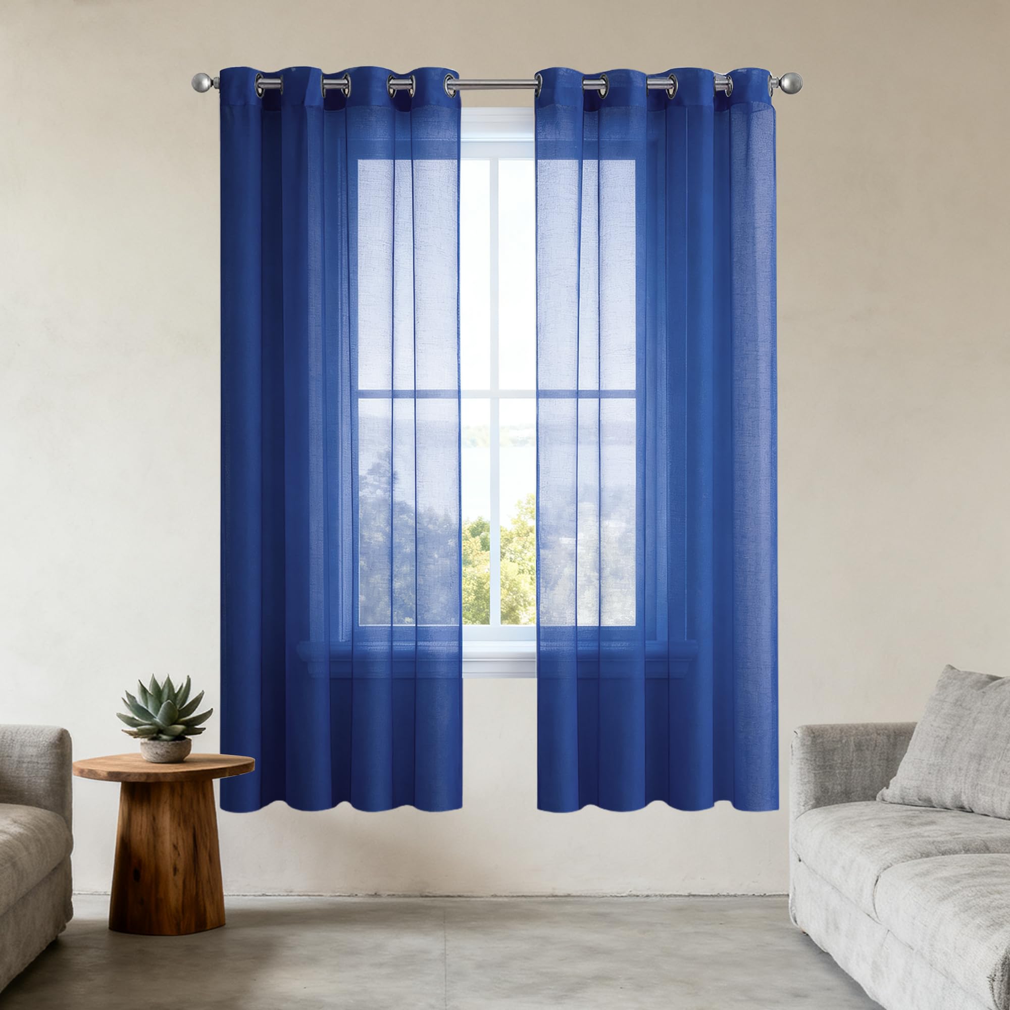 Rideaux transparents anti UV bleu foncé pour bloquer le soleil