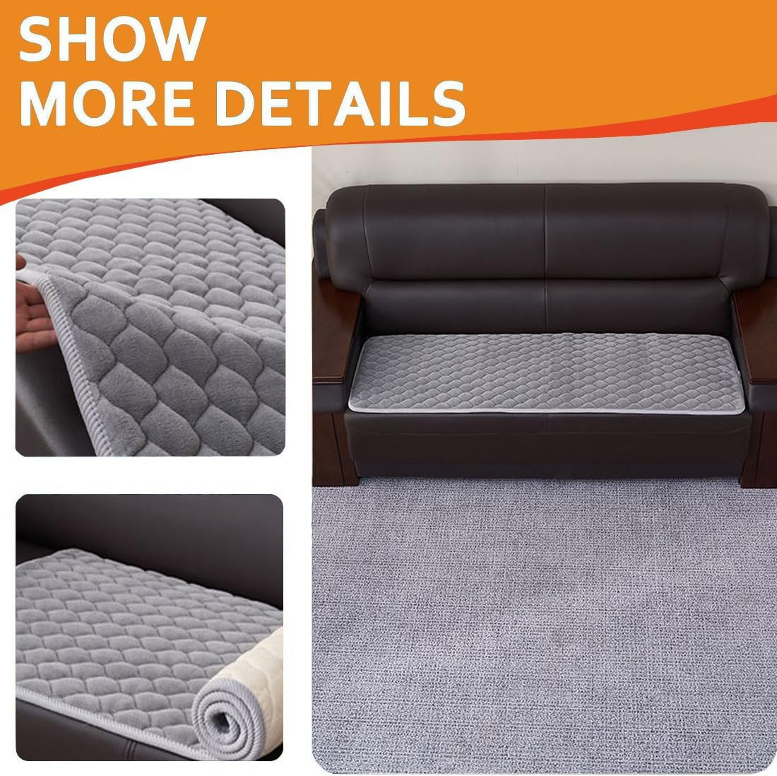 Coussin pour Canapé/Banc/Jardin en Flanelle Épais et Doux Taille Personnalisée, Lavable à la Machine(Gris,55x190 cm 22x75 in)