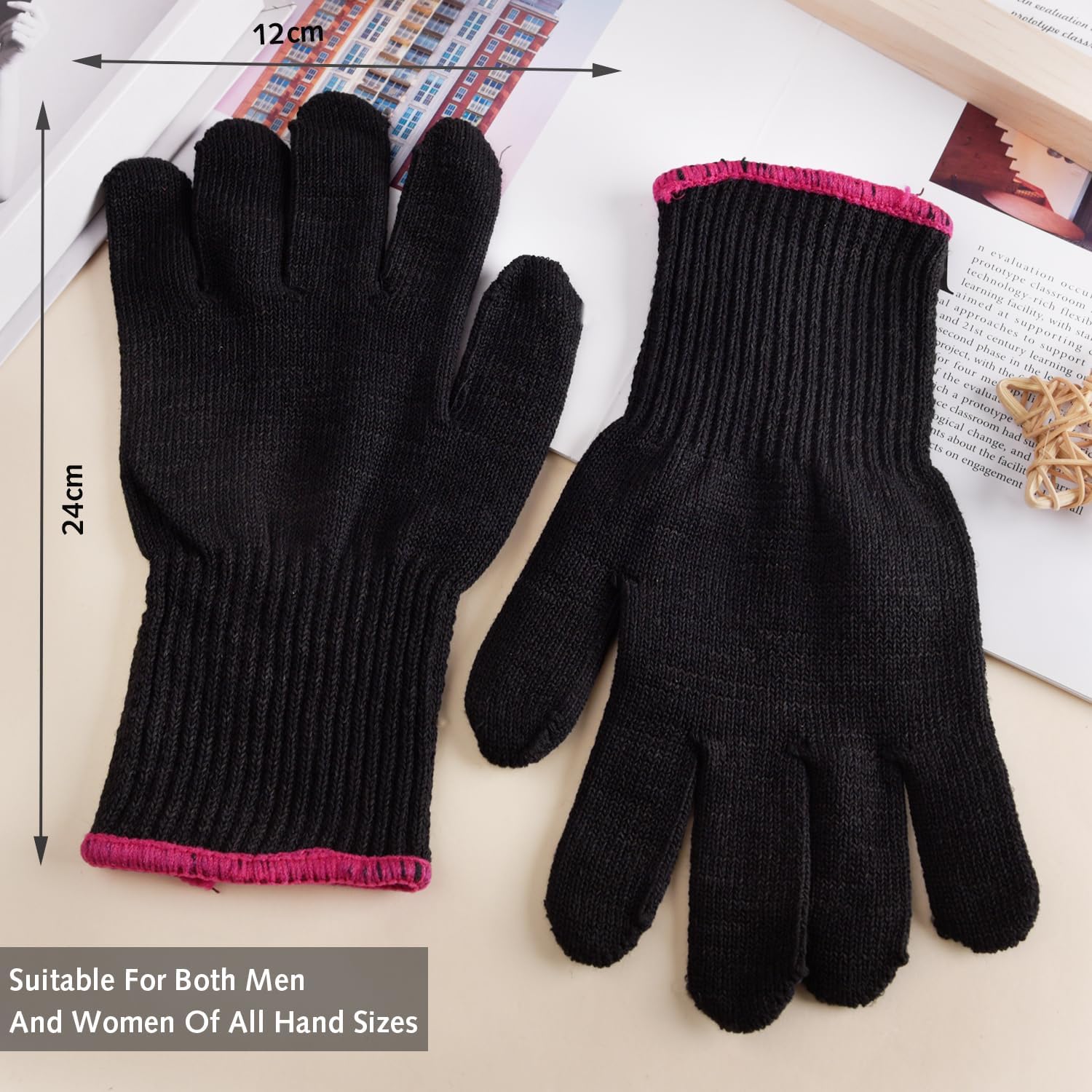 Luxiremi Lot de 2 gants professionnels résistants à la chaleur pour coiffer les cheveux, bloquer la chaleur pour le curling, le curling mur et le fer plat adapté à la main droite et gauche