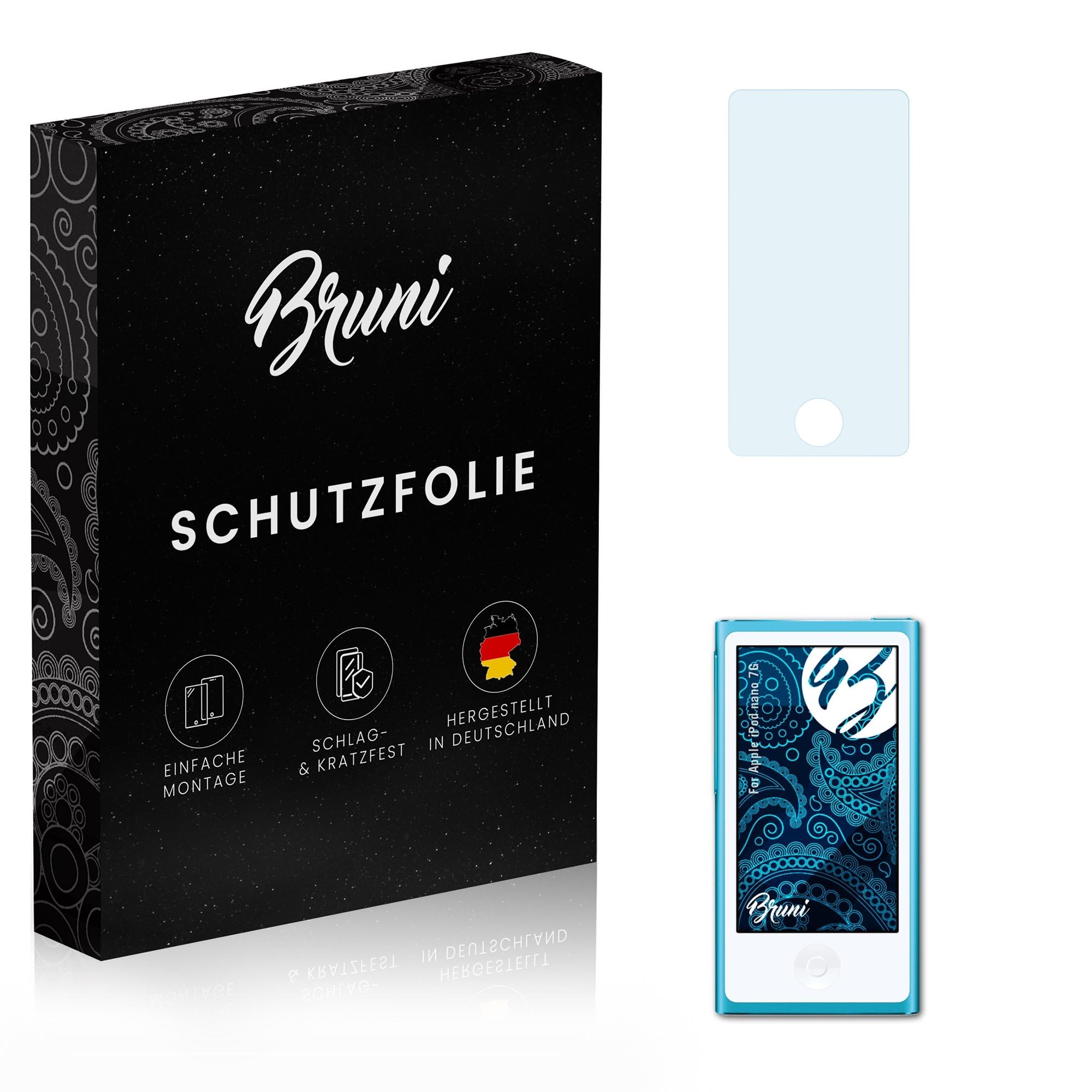 Bruni Screen Protector compatible with Apple iPod nano 7G Protector Film, crystal clear Protective Film (2X)