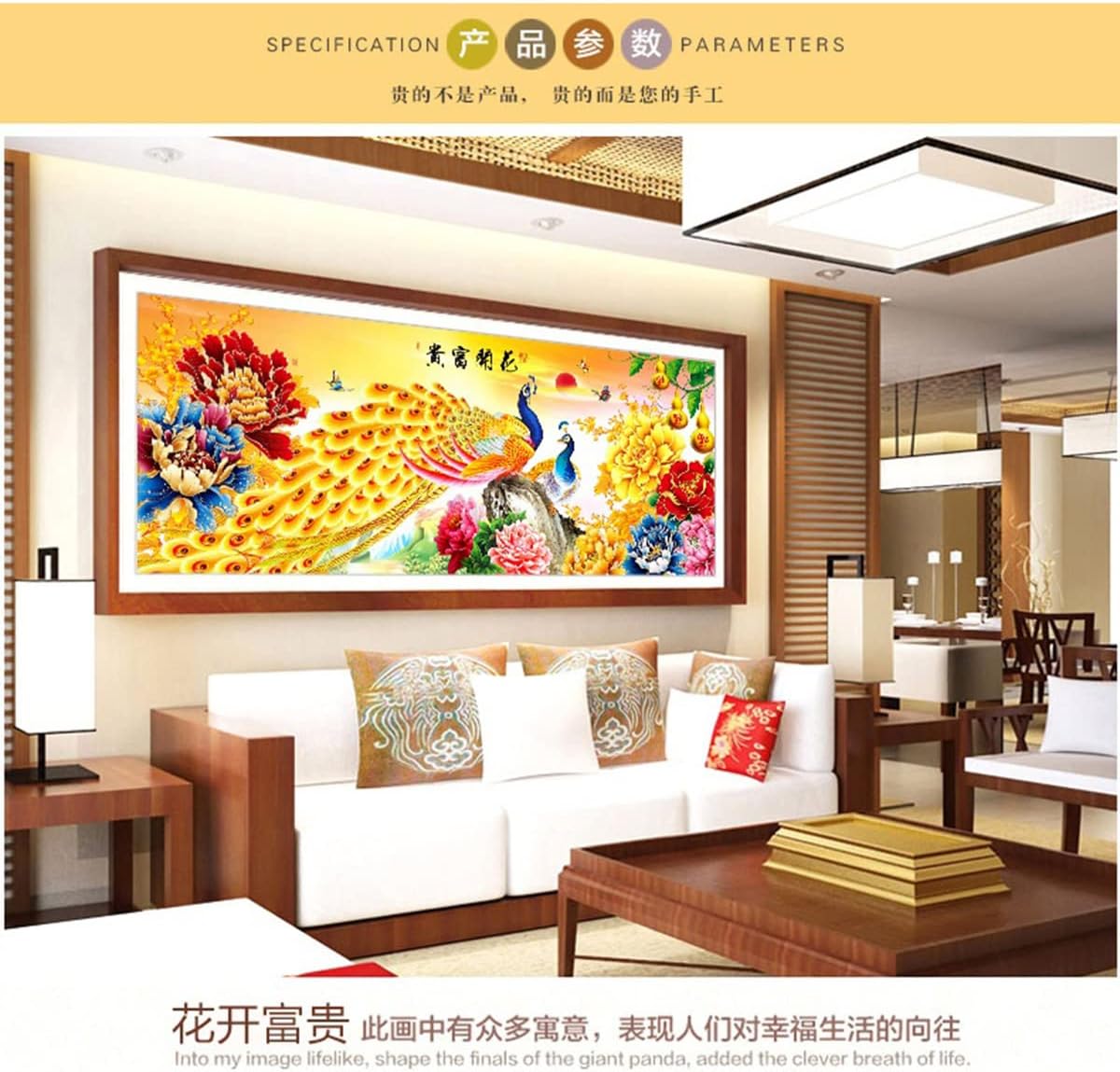 Instarry 5D DIY Diamond Painting Kits Large Size Full Drill Peacock Mosaic Crystal Embroidery Living Room Kitchen Wall Decor 39.4x15.7 inch