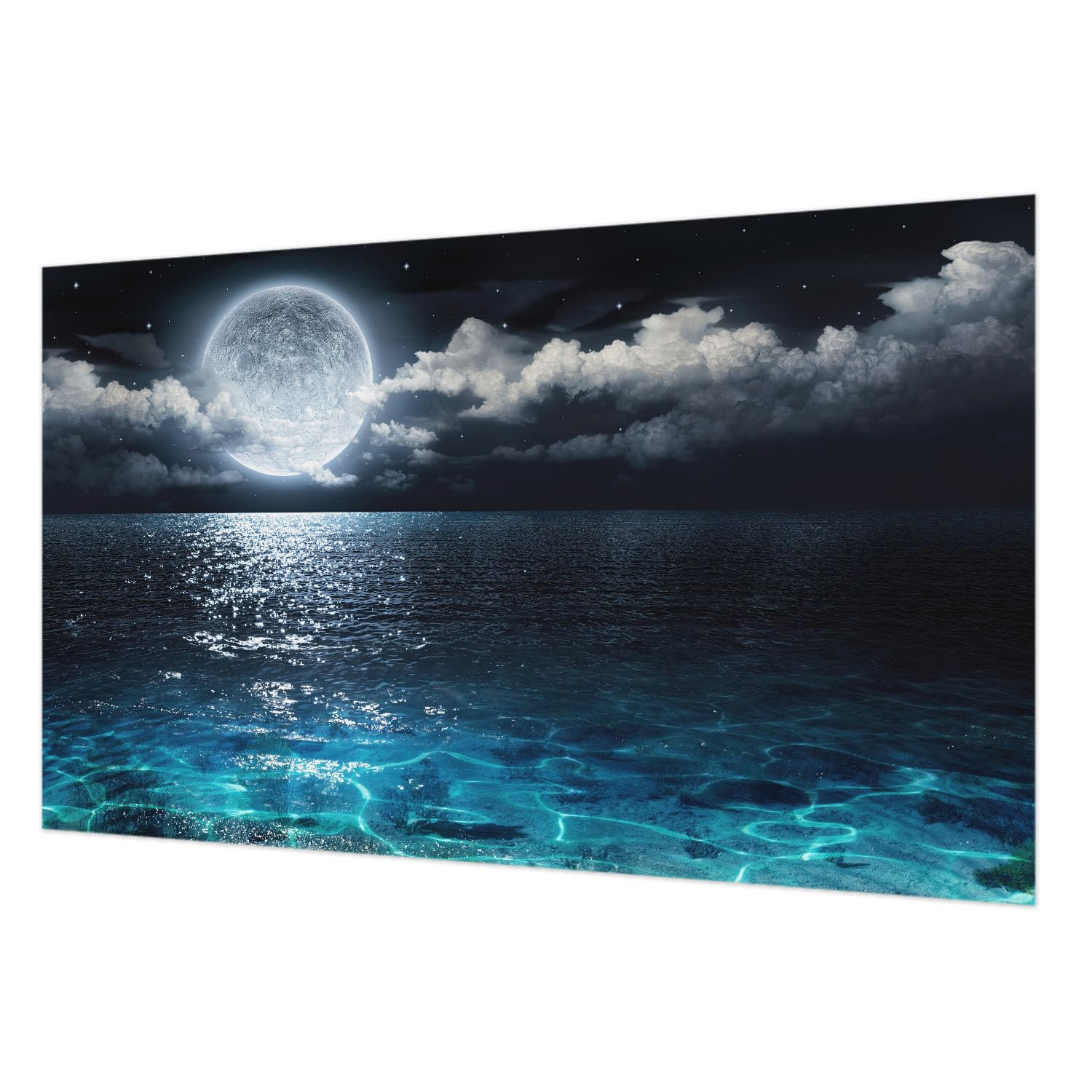 Papier Peint Intissé Grand Format 416x254 cm Mer Nocturne Lavable Tulup