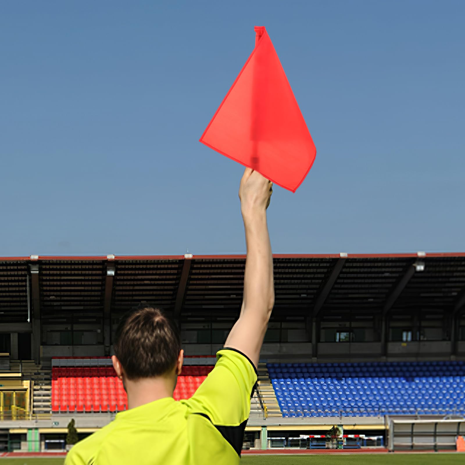 Drapeaux d'Arbitre Poignée En Mousse Drapeau de Corner Formation de Football, Rugby, Hockey, Soccer pour Arbitres (Rouge)