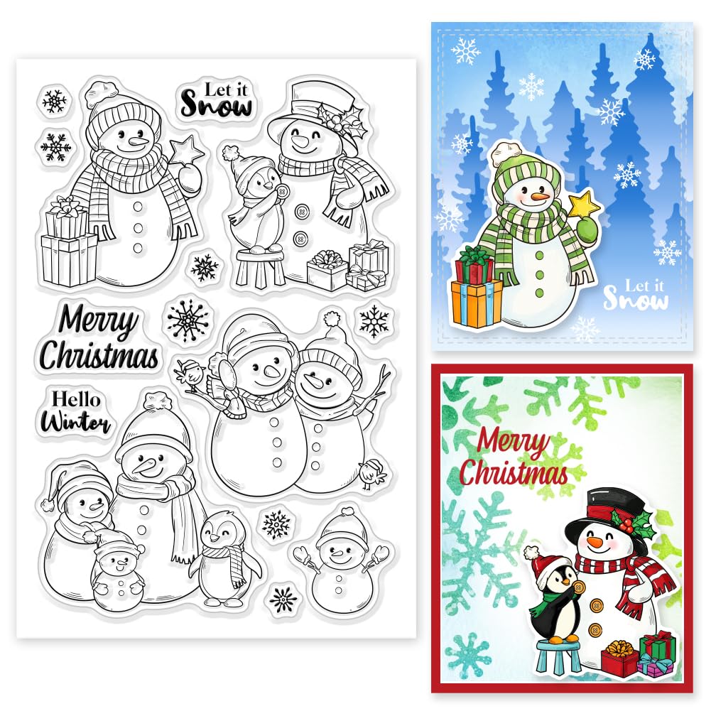 Timbro Trasparente Pupazzo Di Neve WooYangFun - 20.5x17.5 Cm Per Biglietti E Scrapbooking - Foto 12