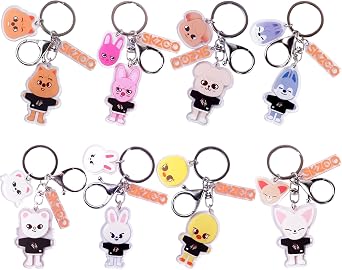 8Pcs SK-Z Acrylic Keychain Cute Cartoon Pendant Key Chain for Stray Fans