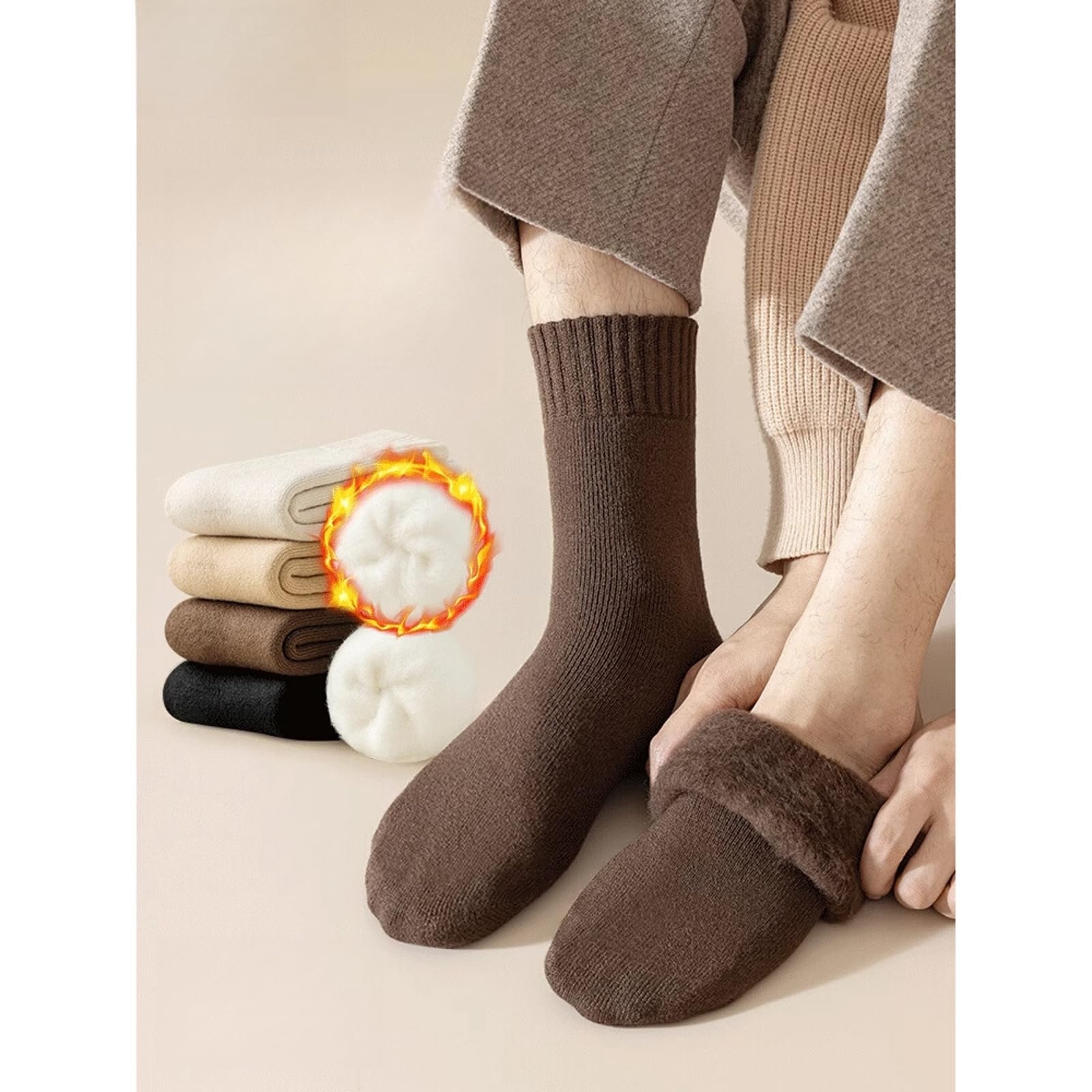 svlftecon Unisex Thermal Heated Winter Socks Extra Thick Insulated Cold Weather Crew Boot Socks for Winter Crew Series 9