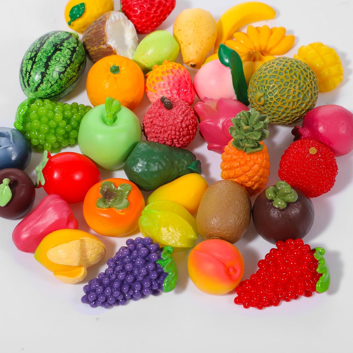 35PCS Resin Artificial Fruits Decor, Fruits Figures (Multiple styles)
