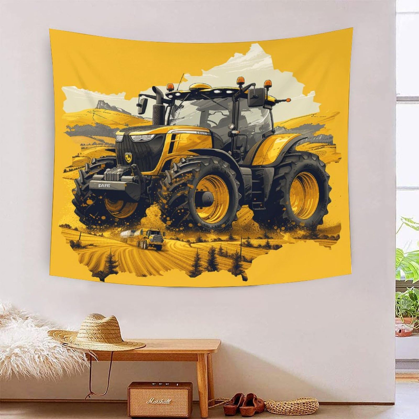 ERBFRIXDB 3D Tractor Printed Wall Blanket Home Decoration Bedding Poster Wall Art Tapestry Tapestries Wall Hanging Soft Polyester for Bedroom,Decorations Beach Blanket College Dorm 180cmx230cm
