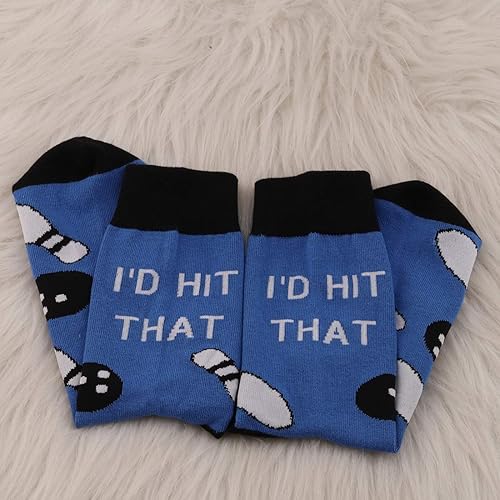 Miniatura 3 de JXGZSO Calcetines de boliche para amantes de los bolos, regalo con texto en inglés "I d Hit That", regalo para el equipo de bolos