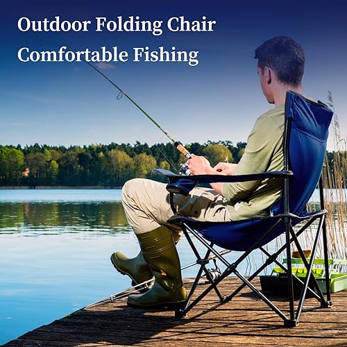 Miniatura 6 de Silla de camping plegable portátil con bolsa de transporte, silla portátil para exteriores para silla de césped plegable, silla de campamento al