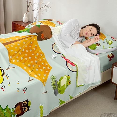 Miniatura 10 de Juego de sábanas de sol vintage con bolsillo profundo, sábana bajera ajustable para niños, diseño floral botánico, juego de ropa de cama con patrón