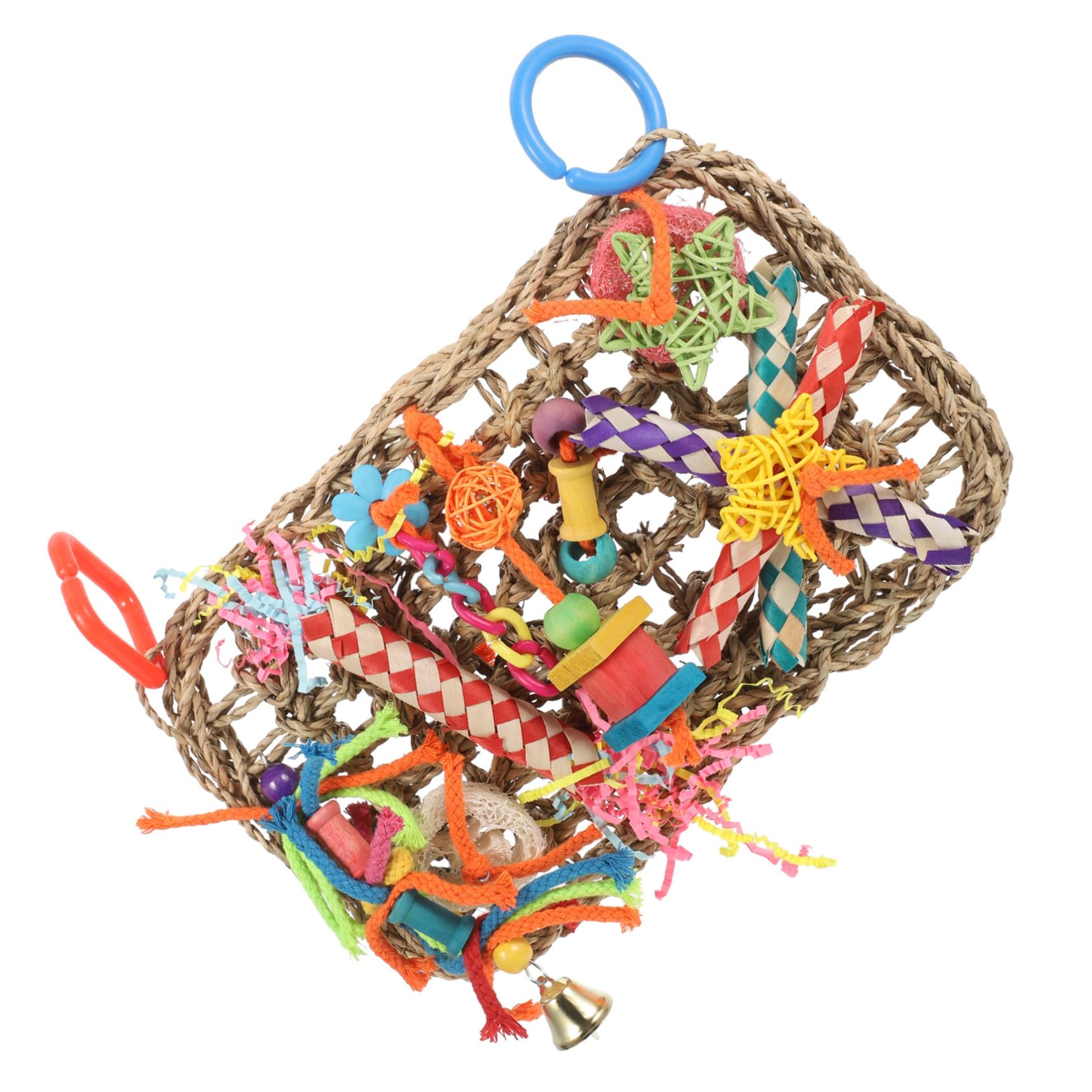 BESPORTBLE 2pièces Multi-Fonctionnel Jouet à Mâcher pour Oiseaux Tapis De Vannerie pour Perruches Et Petits Perroquets Accessoire De Cage Suspendu