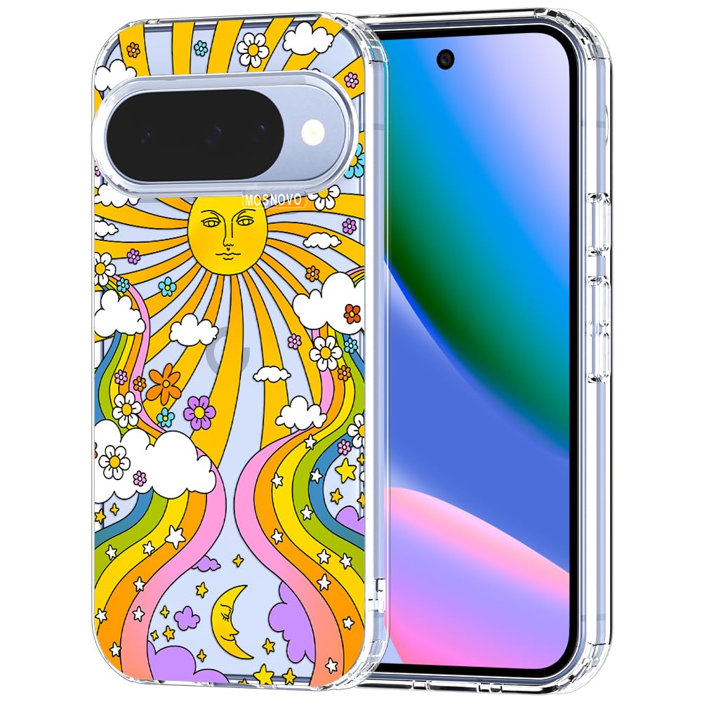 MOSNOVO Case for Google Pixel 9 & Pixel 9 Pro, [Buffertech 6.6ft Military-Grade Drop Protection] [Anti Peel Off Tech] Clear TPU Bumper Phone Case Cover Design - Great Wave — view 57