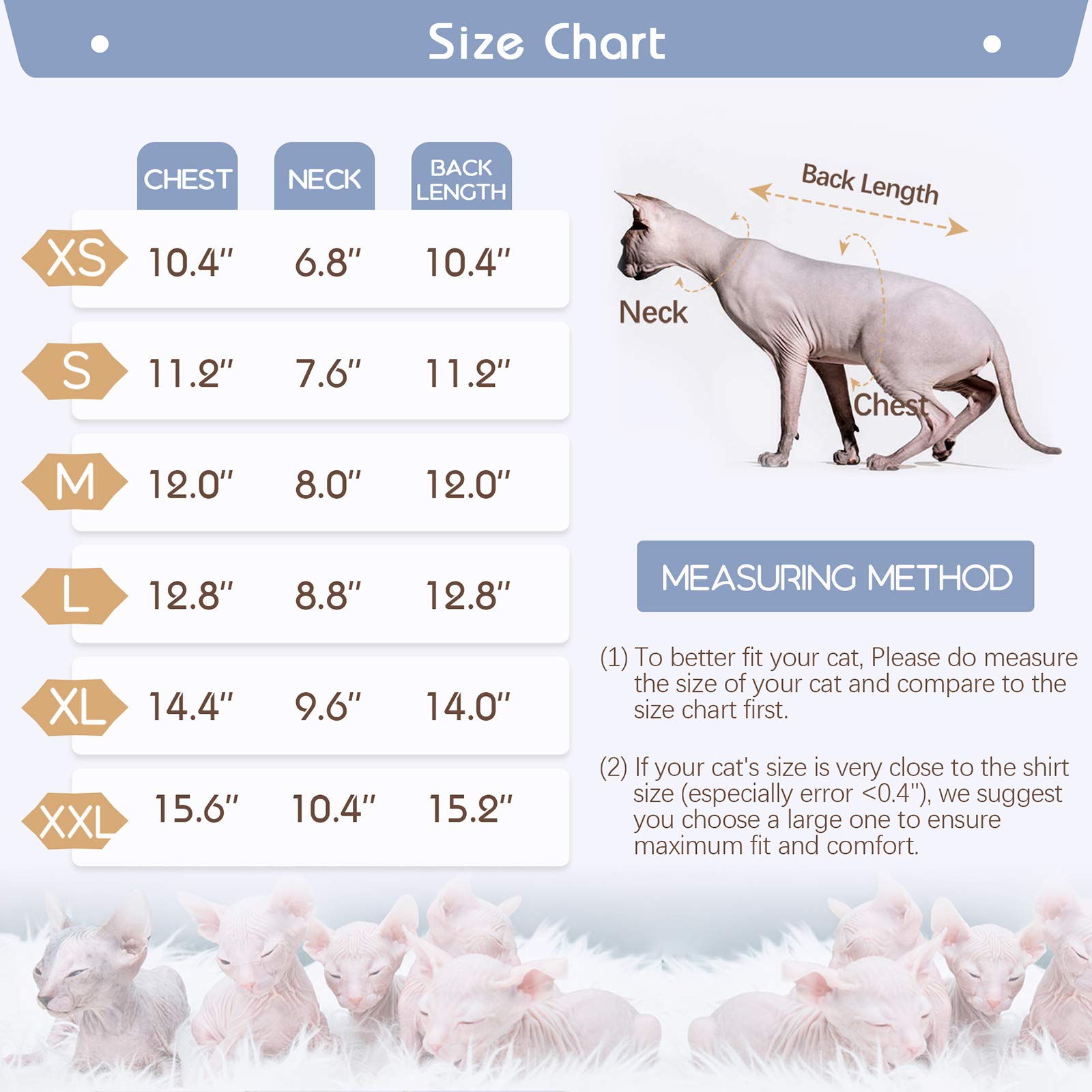 DENTRUN Sphynx Cat Clothes Hairless Cat Outfit Kitten Jumper Breathable Cat Onesie Turtleneck Sweater Adorable Cat Clothing Vest Pajamas Jumpsuit - Image 4