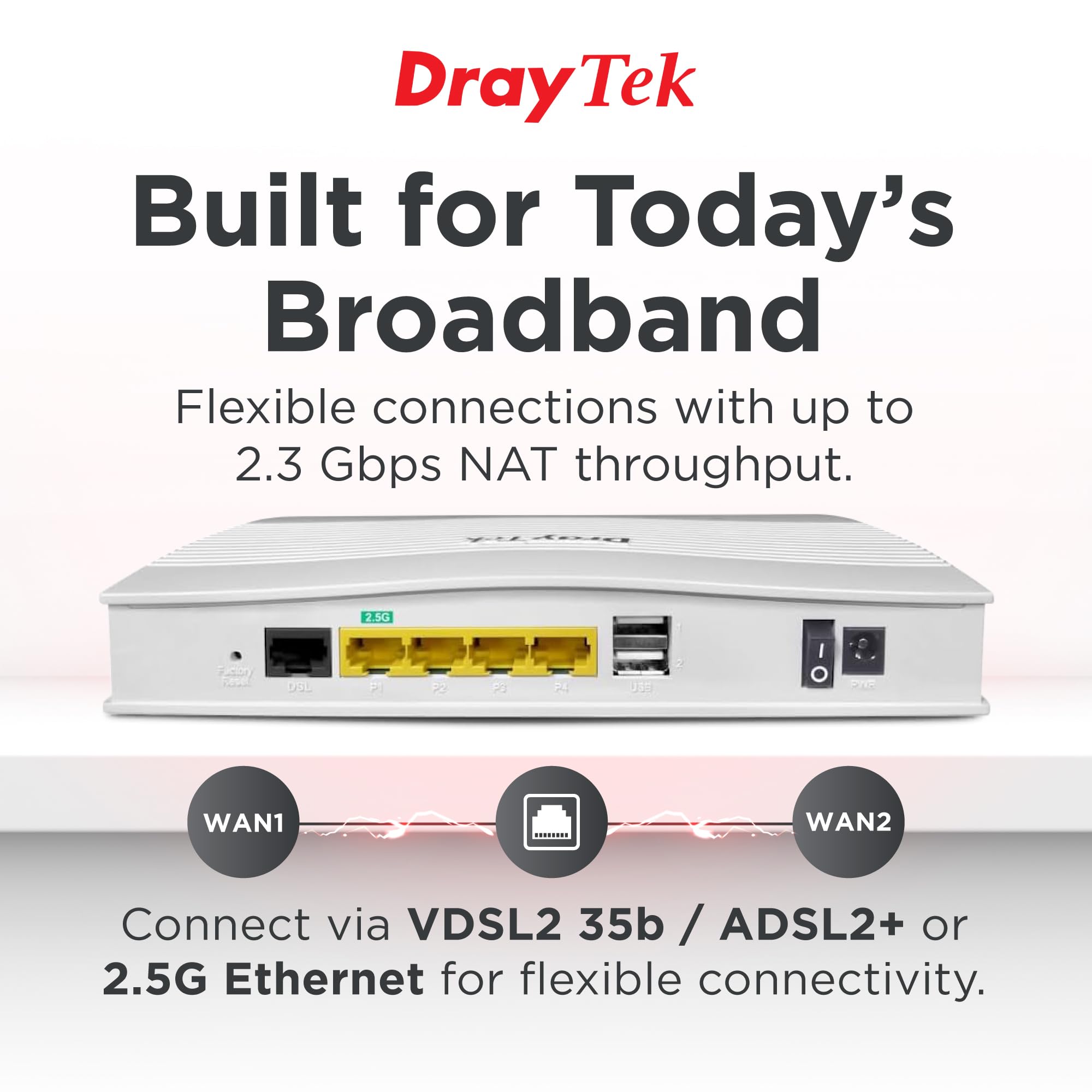 Draytek 2767 Vdsl 2.5g Router Cablato 2.5 Gigabit Ethernet Bianco (draytek 2767 Dsl Router)