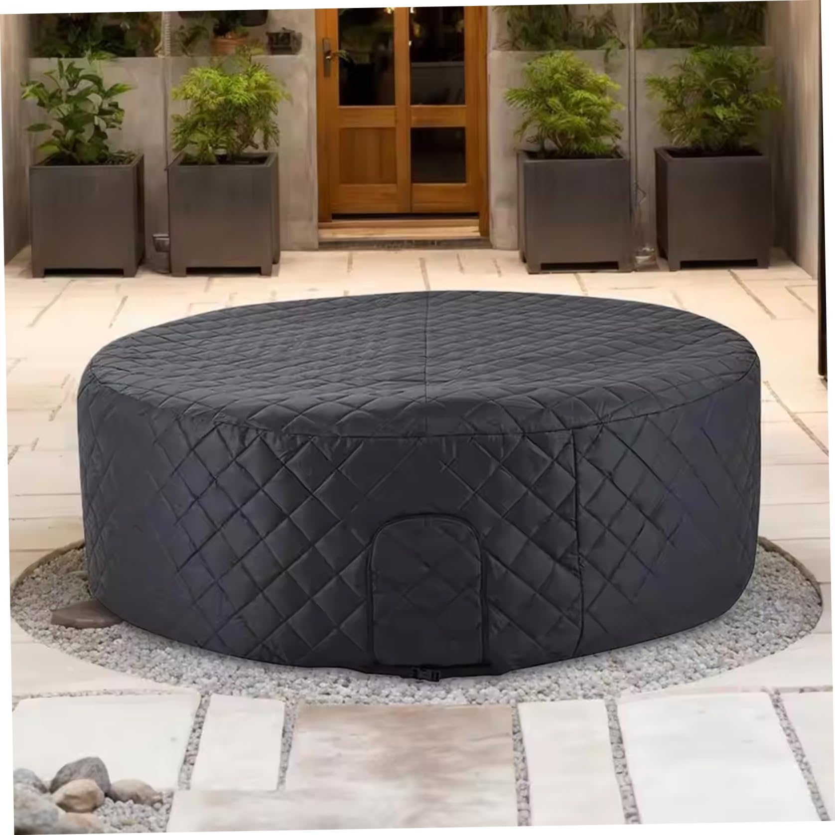 Couverture de Spa 71x27 Pouces, Couverture de Spa isolée Ronde, Protection Contre la poussière et Le Soleil, couvertures imperméables Remplacement pour l'extérieur