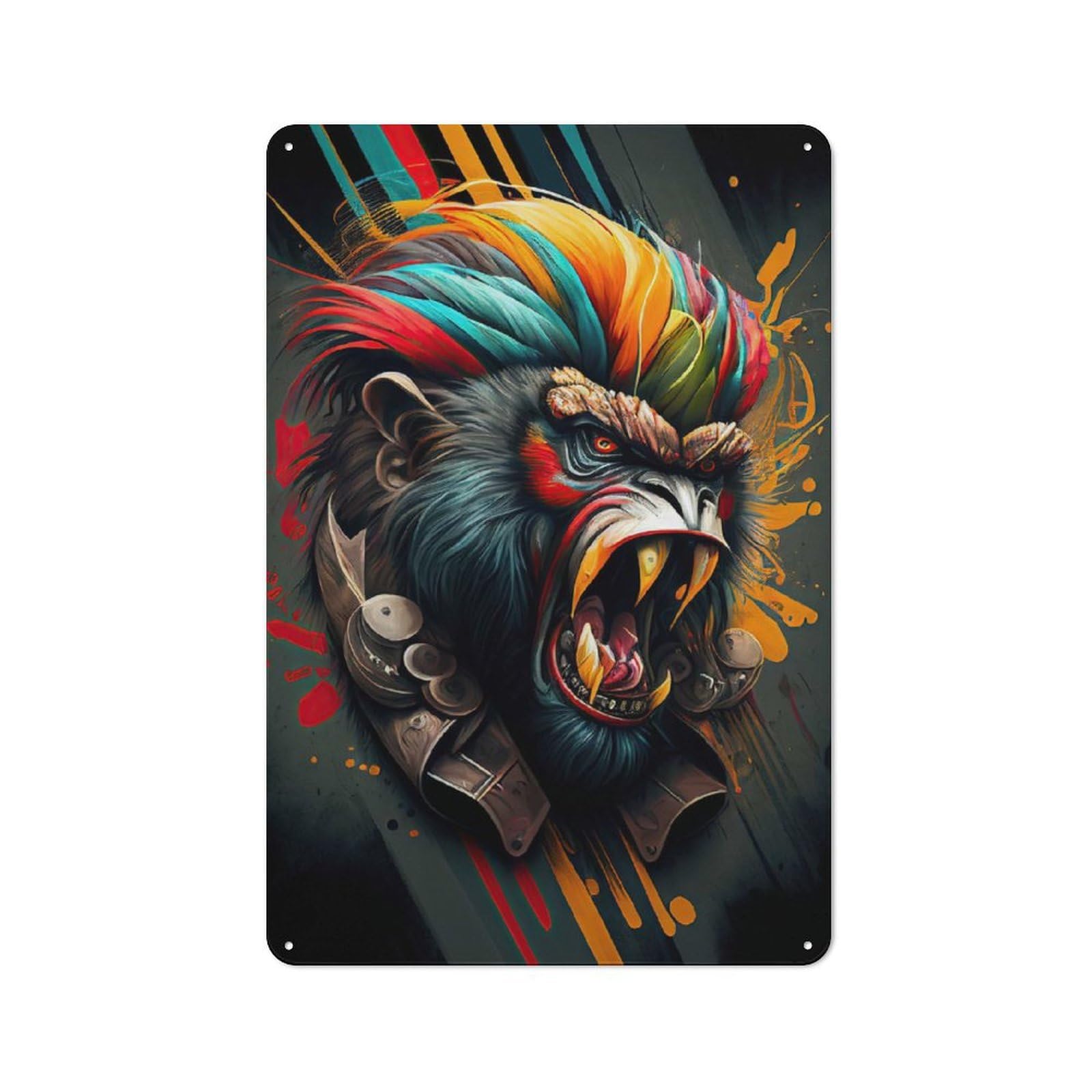 Junmoney The Wild Monkey Rustic Tin Sign 30X20cm For Man Cave Or Games Room, A Decorative Gift For A Newly Furnished Man Cave And Games Room