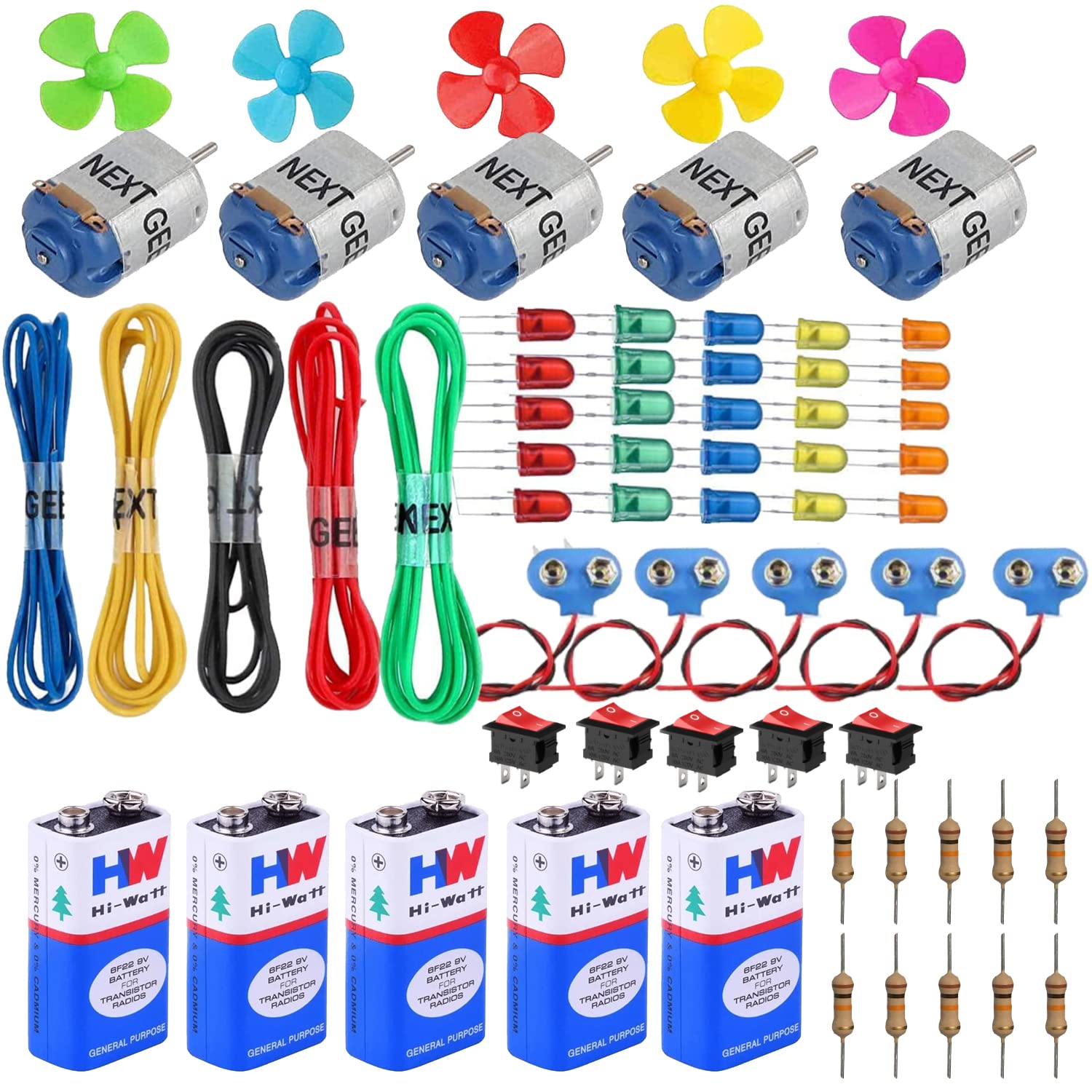 NEXT GEEKDIY School Science Experiment DC Toy Motor Project Kit for Kids Use Learning Educational Robotic 65 Component Set Box
