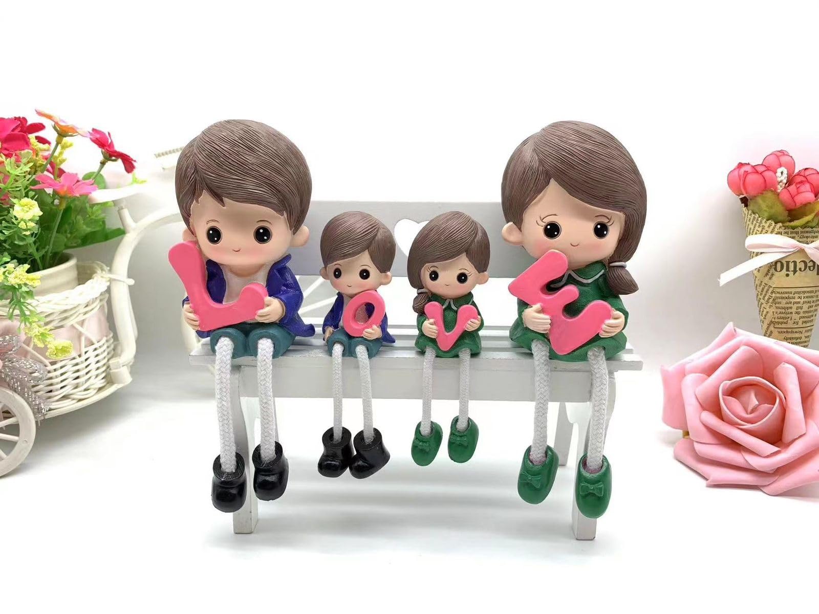 L.O.V.E Hanging Legs Showpiece Dolls (4 PCS Set) for Home Decor.