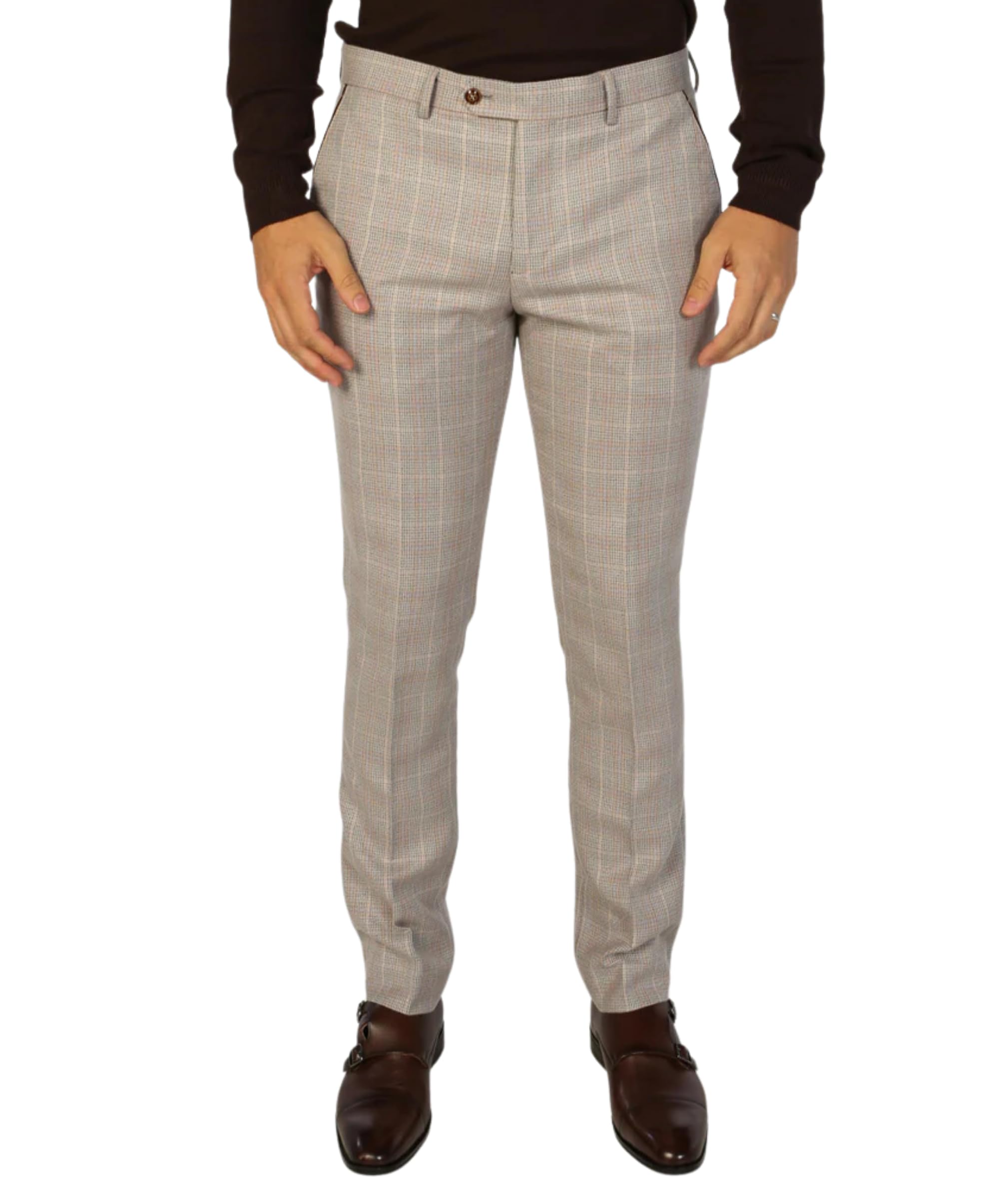 SIRRI Pantalones de Traje a Cuadros Elegantes para Hombre Bodas y Eventos Formales Taille 42