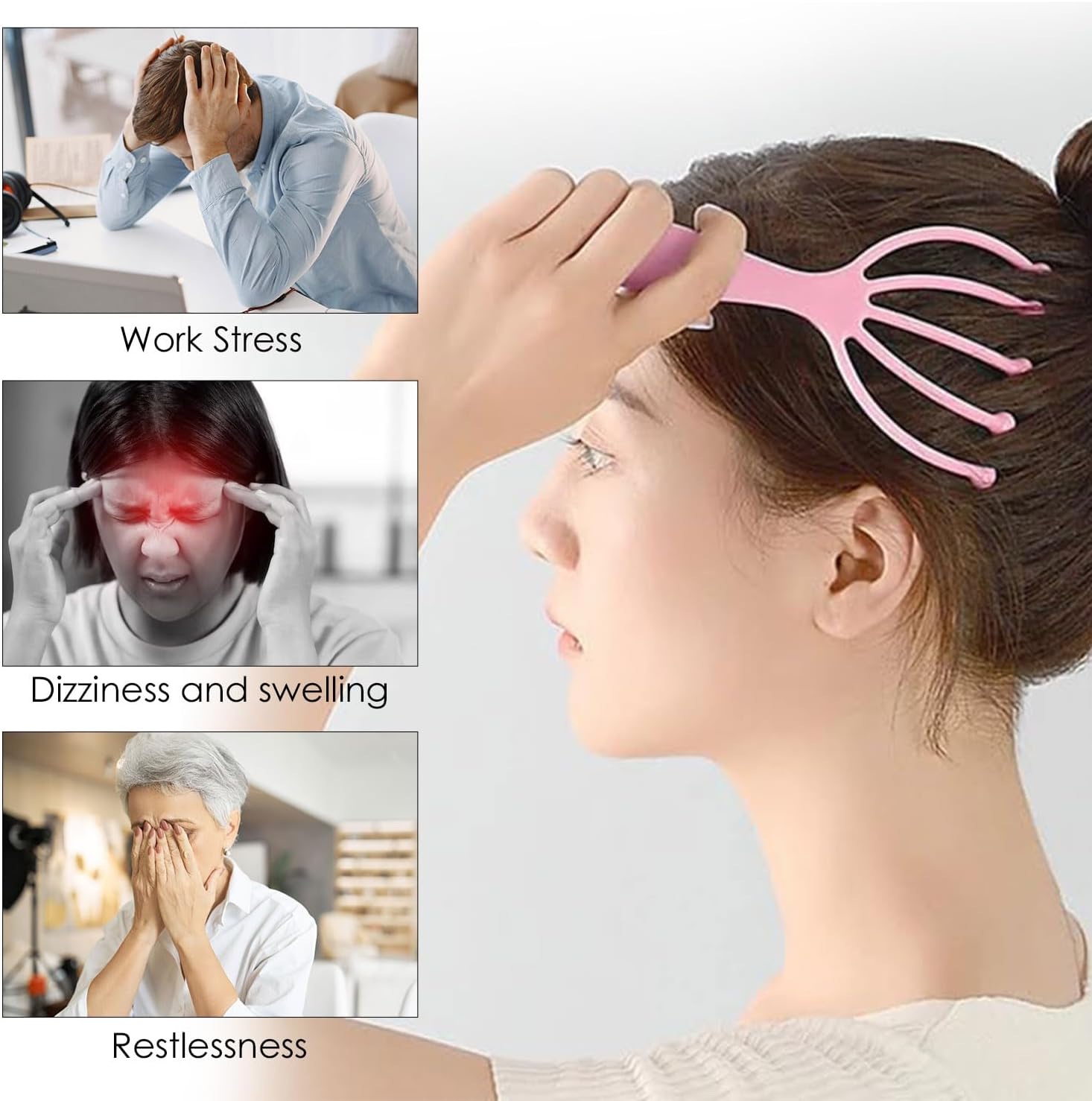 Seddy Scalp Massager, Portable Hand Held SPA Head, Neck, & Body Massager for Deep Relaxation & Stress Reduction- Stimulates Blood Circulation in the Head to Promote Hair Growth. (2 Pack) (Blue)(Pink)