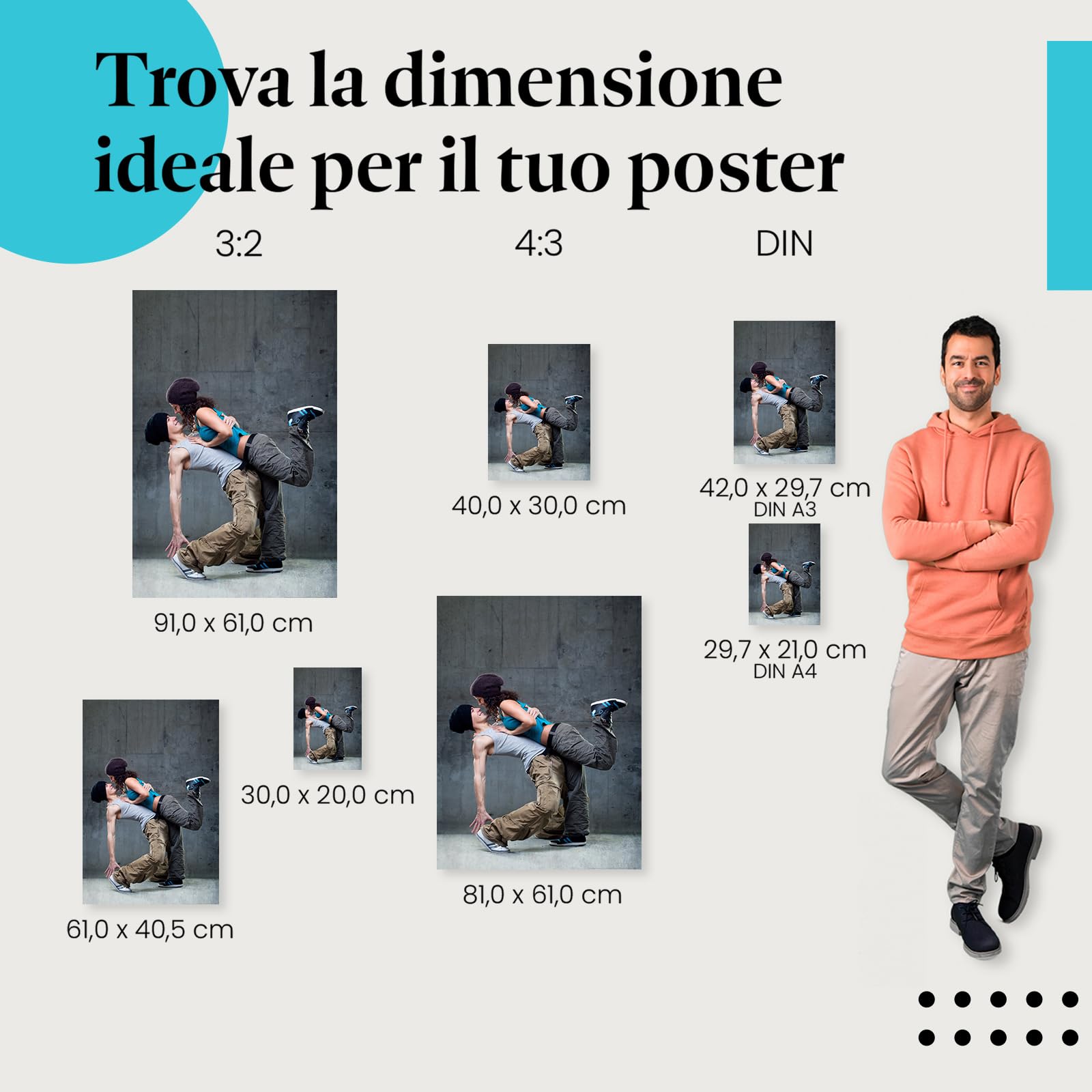 Postereck - 0419 - Hip hop, danza coppia musica street dance uomo donna - Decorazione da Parete, Stampa Fotografica, Arredamento Interni, Quadri - Tela - 100,0 cm x 75,0 cm