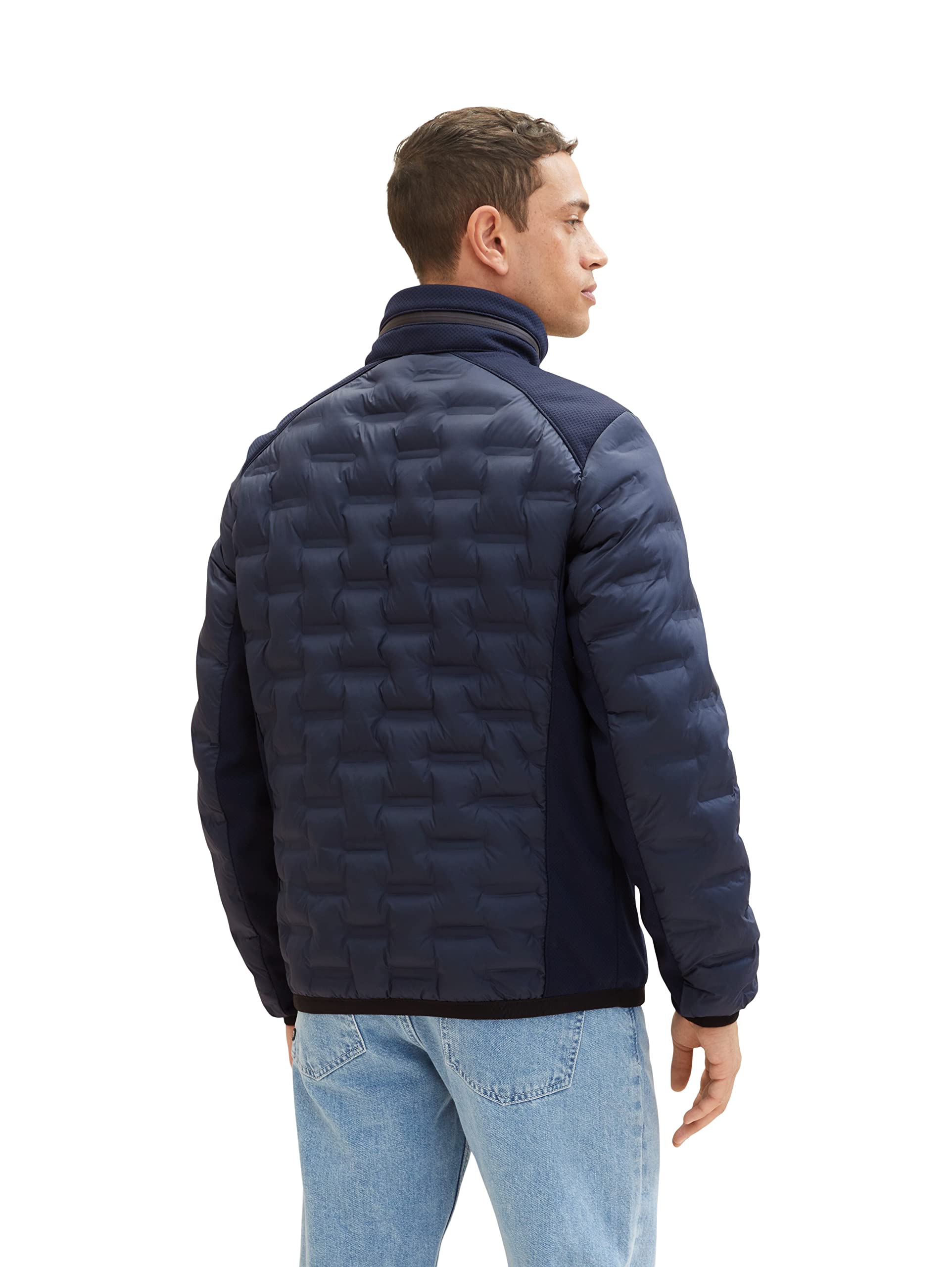 TOM TAILOR Herren Hybrid Steppjacke mit Abnehmbarer Kapuze im Kragen – Ansicht 2
