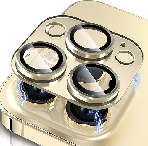 Protector de lente de cámara para iPhone 14 Pro y iPhone 14 Pro Max, anillo de metal 3D, protector de lente de vidrio templado HD con panel pulido