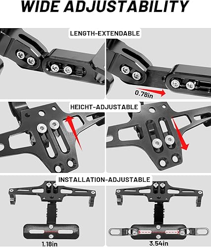 Miniatura 4 de MDPROMCP - Soporte de matrícula para motocicleta con eliminador de guardabarros y luz LED, soporte universal de aluminio CNC para placa de matrícula