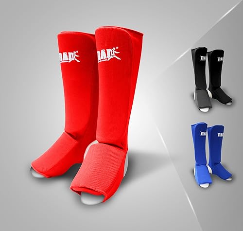 Miniatura 5 de RAD Shin Guards MMA, Karate, TKW. Elastic Cloth Shin & Instep Padded Guards Protective Kickboxing (Pair)