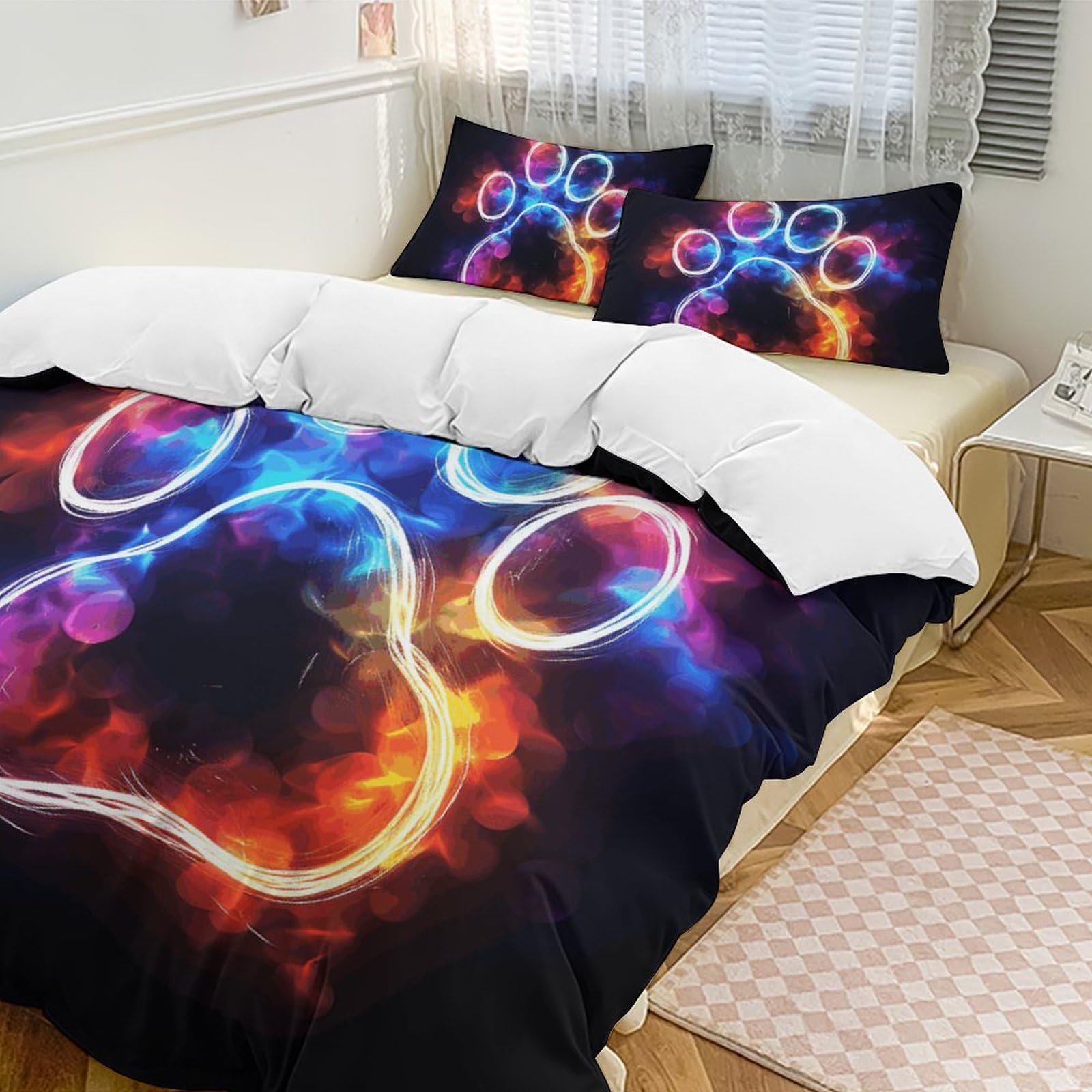 Housse de couette toutes saisons pour chambre cocooning au motif pattes d'animaux