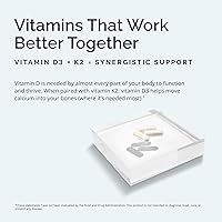 Vista 3 de BRAINMD Vitamin D3 + K2, 60 Capsules - Synergistic Support for Healthy Bones & Cognition - Gluten Free - 60 Servings