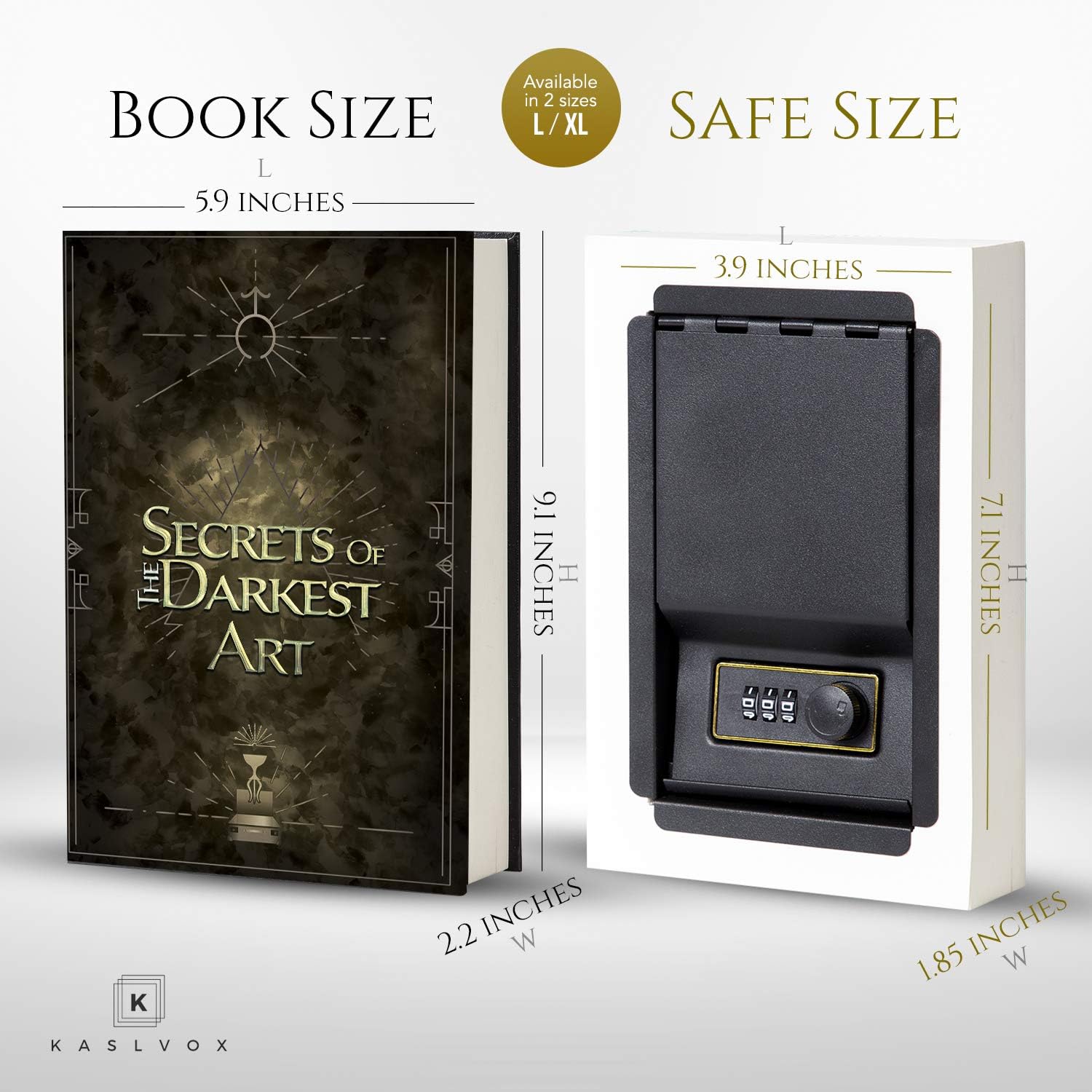 Fake Book Box - Small Safe Box with Combination Lock - Hidden Safe in Plain Sight - Diversion Safes - Secret Safes (Darkest Art) (Large)