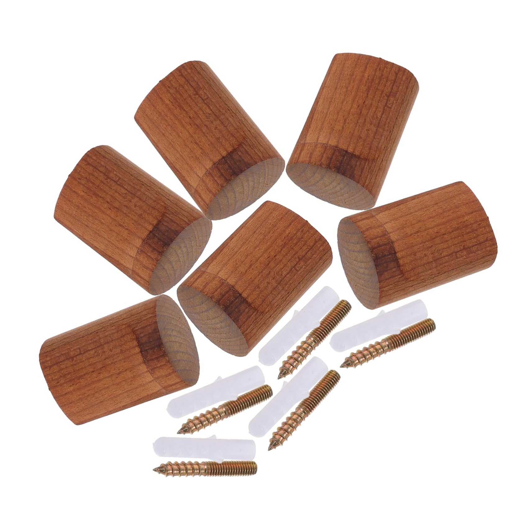 Crochets muraux bois rustique x6 avec vis pour manteaux et serviettes
