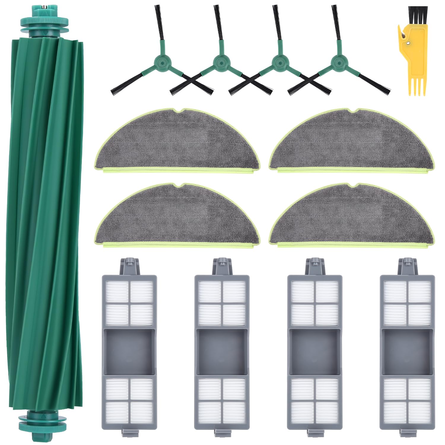 Recambios Repuestos para iRobot Roomba 205 Aspiradora, Accesorios para Roomba 205 Serie, 1 Cepillos de Rodillo, 4 Paños de Fregona, 4 Cepillos Laterales, 4 Filtro HEPA, 1 Destornillador