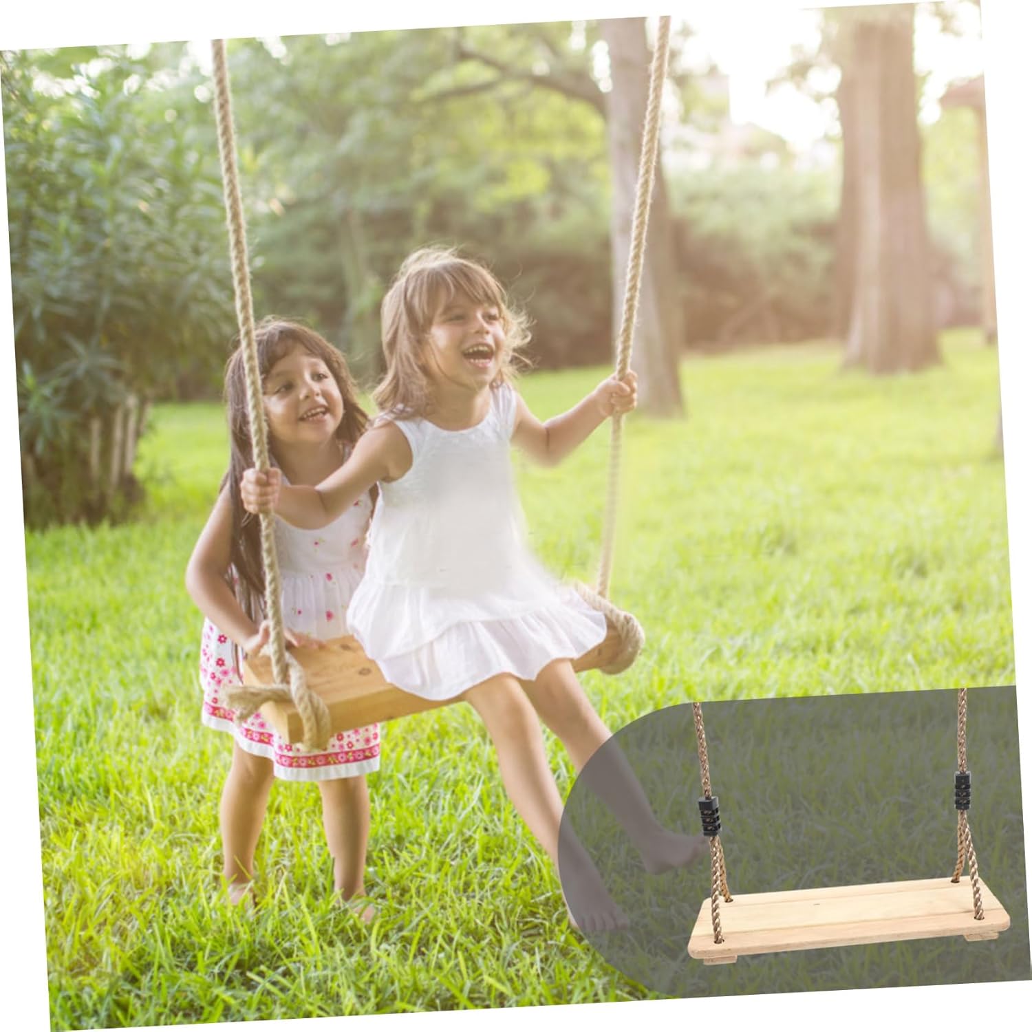 SUPVOX Outdoor Wooden Swing Boys and Girls Swing Backyard Play Decorative Chair