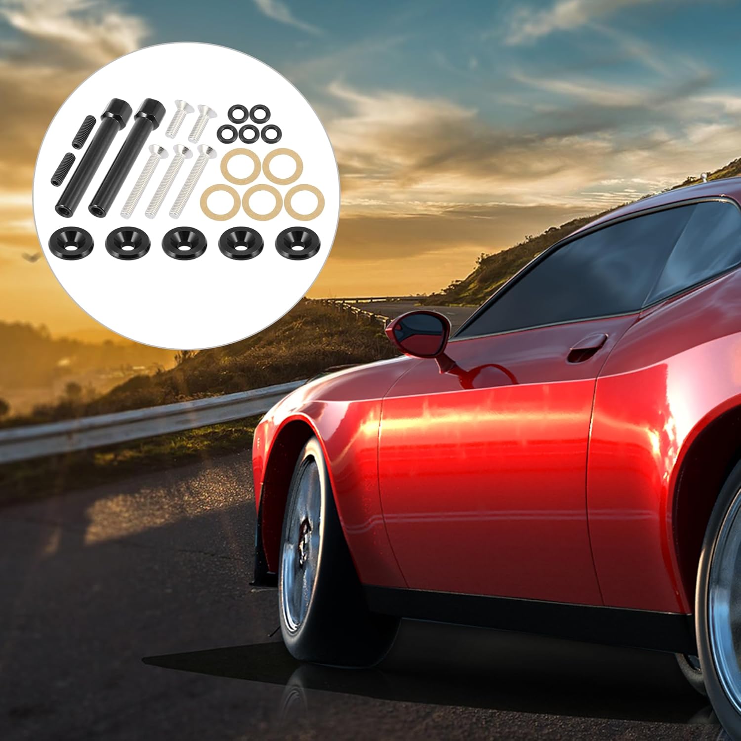 X AUTOHAUX Low Profile Engine Valve Cover Washer Bolt Kit Black for Acura for Honda D-Series Engines D15 D16