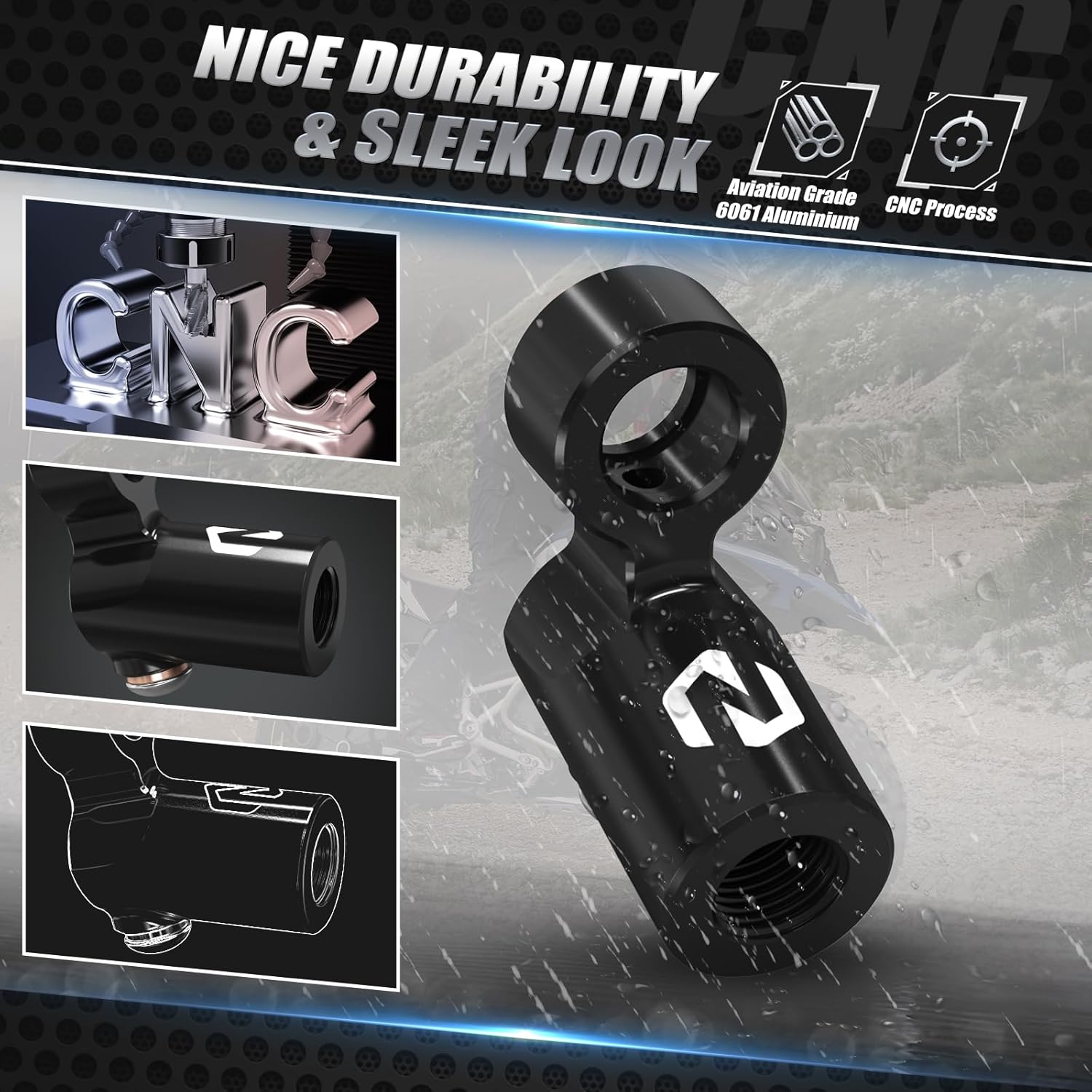 NICECNC Black Brake Hose Extension Adapter Kit Compatible with BMW R1300GS, R1250GS Adventure, R1200GS, R1200RT, F850GS Adventure, F900XR, S1000XR, Brake Line, See Fitment