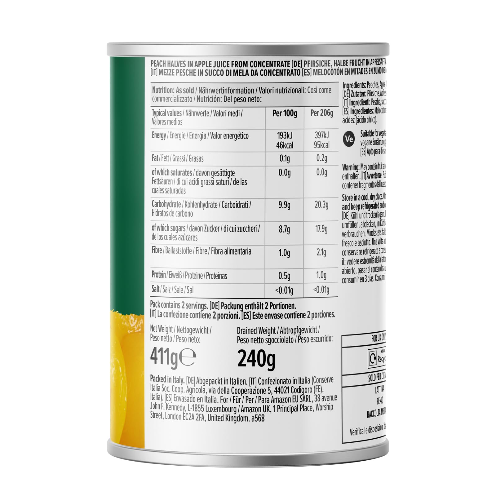 by Amazon Mecolotones En Mitades En Zumo De Manzana, 411g