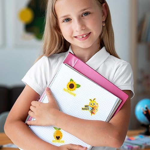 Miniatura 4 de Whaline 400 calcomanías de incentivo de abejas con tema de abeja, calcomanías adhesivas con frase positiva para estudiantes, etiquetas de recompensa