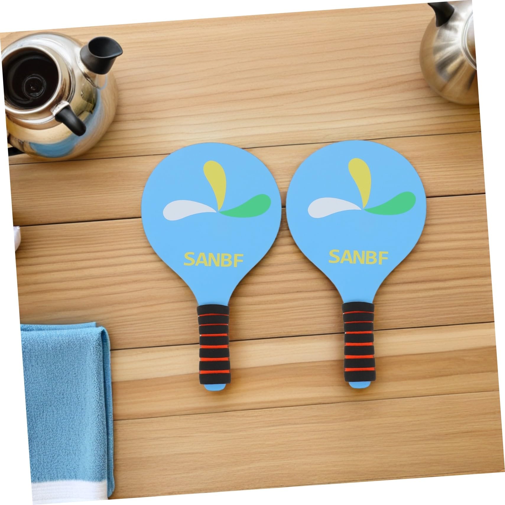 BESPORTBLE Set di Racchette da Badminton Rinforzato, per Adulti | Legno, Spugna e Piume D’anatra, Include Palline e Volani, per Parco e Uso All’aperto