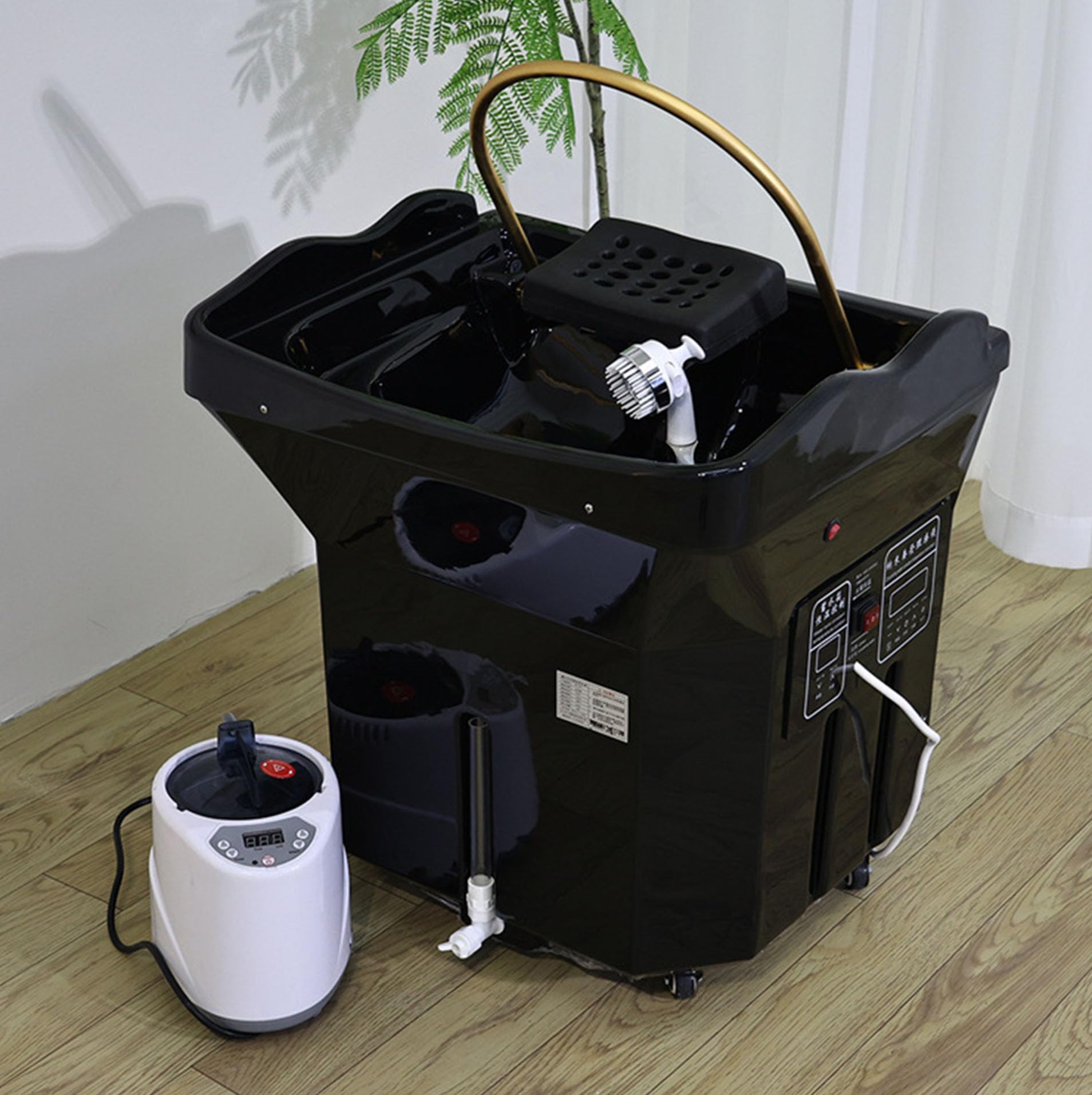 Generico Negro, Móvil Lavacabezas Tipo de Almacenamiento Salón de Belleza Champú Agua a Temperatura Constante Agua circulante Fumigación Lavado Facial