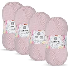 Kartopu Cotton Love,Cotton Knitting Yarn,Baby Knitting Yarn,Structure Very Soft,4Balls Each SkeinBall 3.53 Oz 100g Pink 699