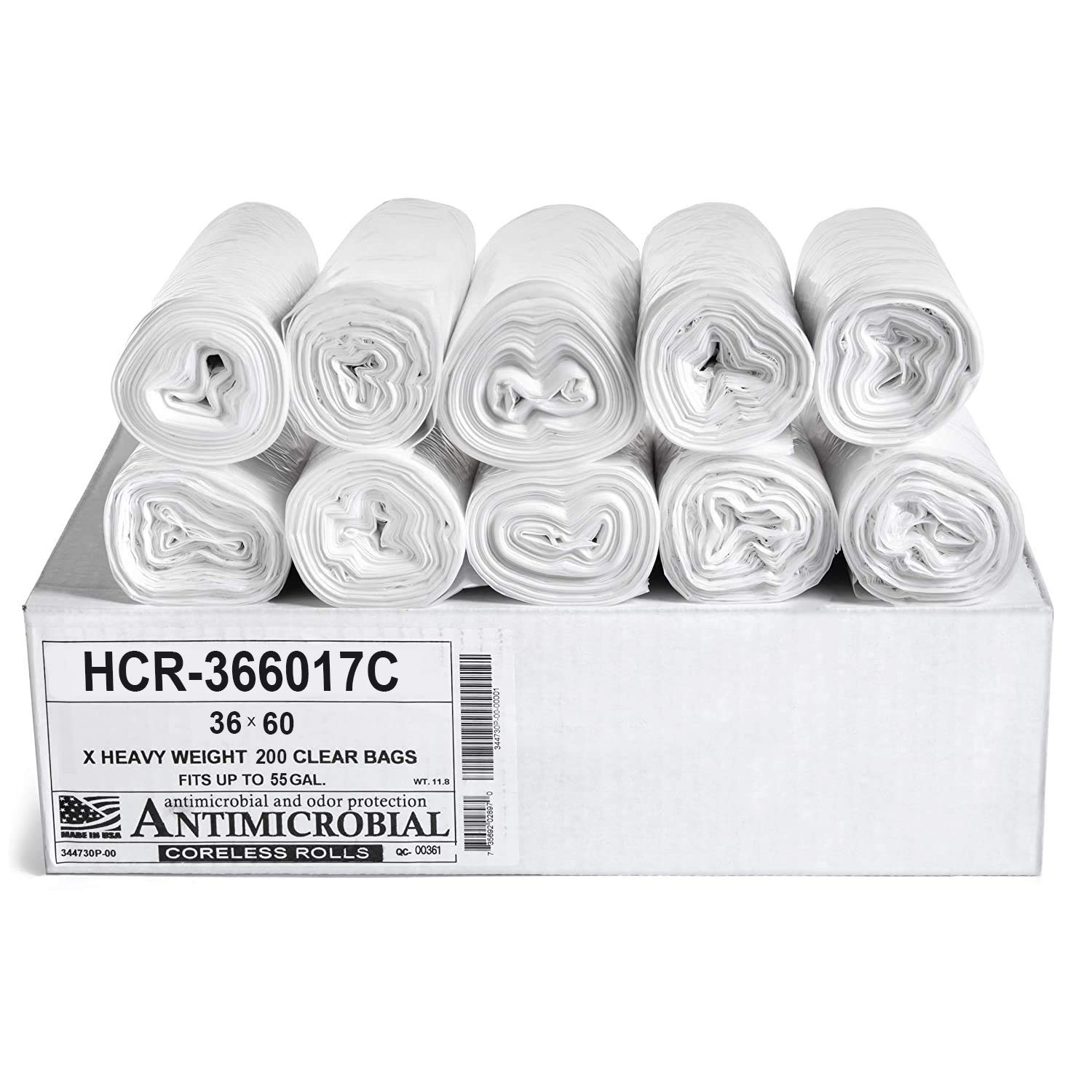 Aluf Plastics 55 Gal Clear Trash Bags - 200 Bags | 17 Micron Equivalent