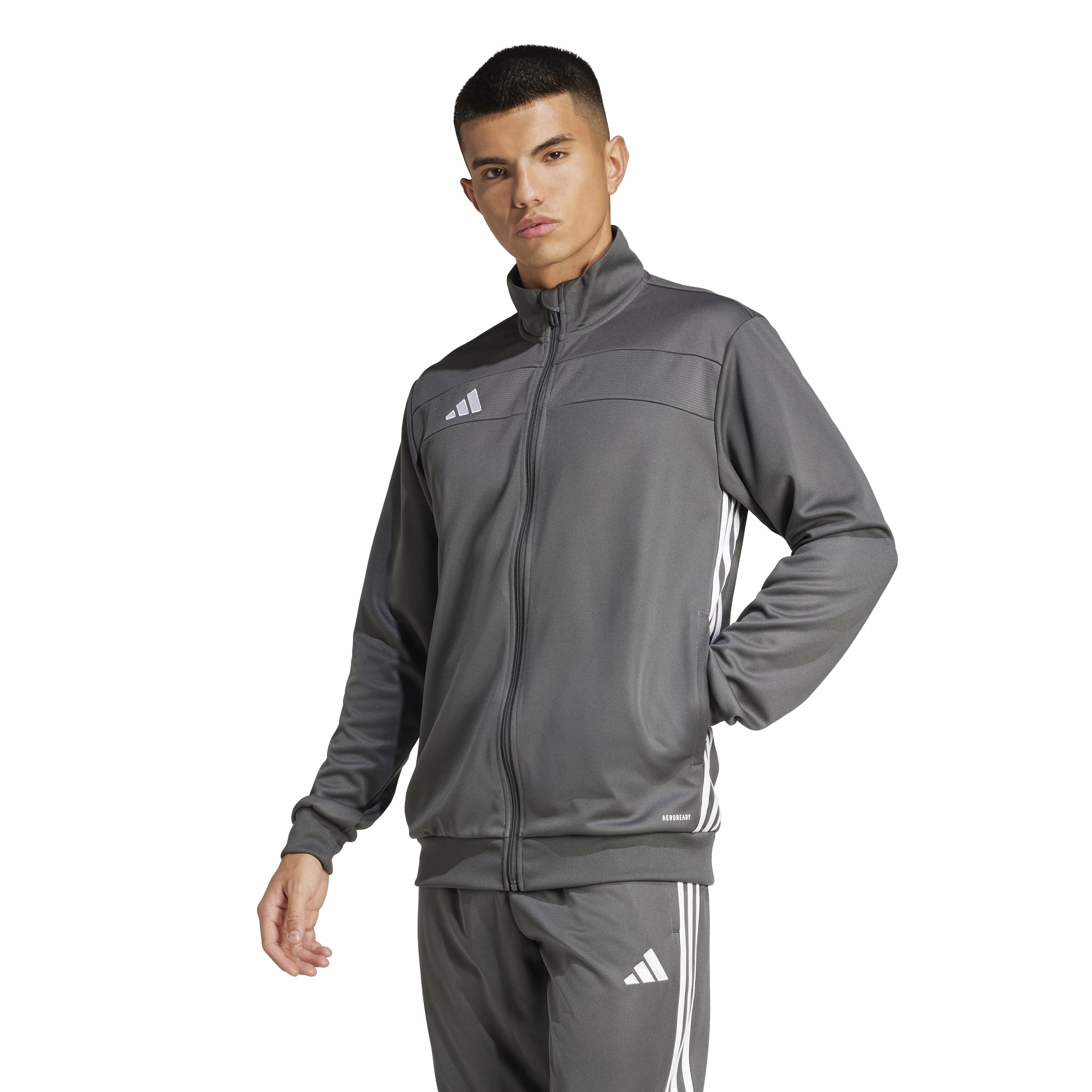adidas Męska kurtka treningowa Tiro 25 Essentials, Szary Sześć/Biały, XL