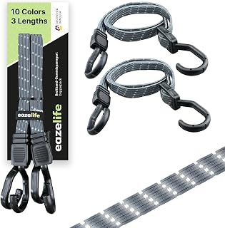 2 unidades de correa de goma ajustable, expandidor de banda ancha con gancho de metal, resistente, para automóvil, bicicleta y actividades al aire libre (10 colores, 3 longitudes) (acero, 80 cm)