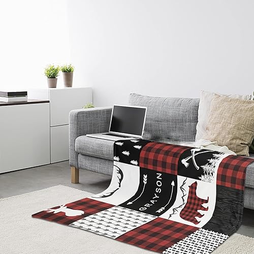 Miniatura 5 de Manta de bebé personalizable para niños, manta de bebé personalizada Woodland con nombres, mantas que reciben cosas de bebé recién nacido, regalos