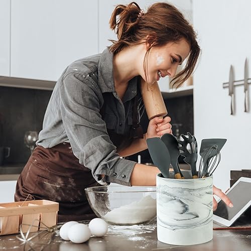 Miniatura 7 de Howise Soporte para utensilios, organizador grande de utensilios de cocina de 7.2 pulgadas para encimera de cocina, soporte para espátula de